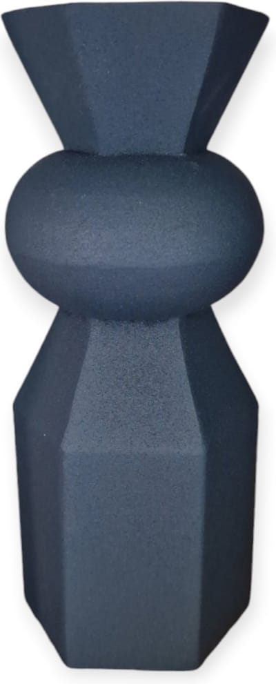 Gilde Handwerk - Kandelaar - Kaarsenhouder - Vaasje - Metaal - Donkergrijs - 7x19cm