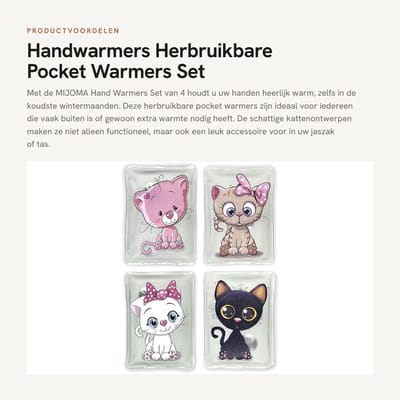 Dailygoods- Handwarmers Oplaadbaar - Herbruikbare Handwarmers - Set van 4 - Huidvriendelijke Kunststof Hoes - Tot 55 °C Warmte - Perfect voor Koude Dagen - Zakwarmers