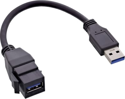 USB-A Keystone module - USB-A (m) | USB3.0 5 Gbps | zwart | 0,20 meter