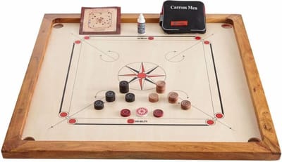 Carrom, ECO-hardhout Junior - Portable - 68x68 cm ®Designed in UK - Prachtig afgewerkt - Kwaliteit & Klasse - ECO Made in India