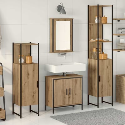 vidaXL - Badkamermeubel - Set - 4 - st - Bruin - 33 - x - 33 - x - 185,5 - cm - Bewerkt - hout
