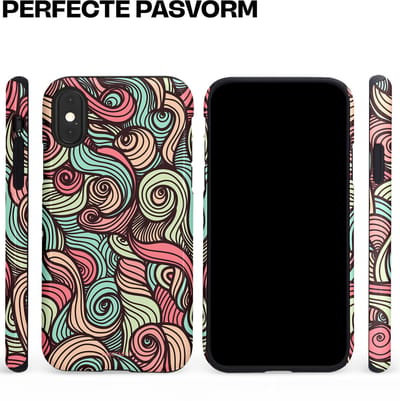 Casetastic hoesje geschikt voor Apple iPhone X / Apple iPhone XS - Dubbellaagse bescherming - Pastel Swirl Vibes - Fashion Case - Taupe Donkergrijs Saliegroen Grijs
