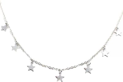 Zilverkleurige Ketting Met Ster Bedels – Choker – 7 Sterren – Incl. Rhylane Cadeauzakje