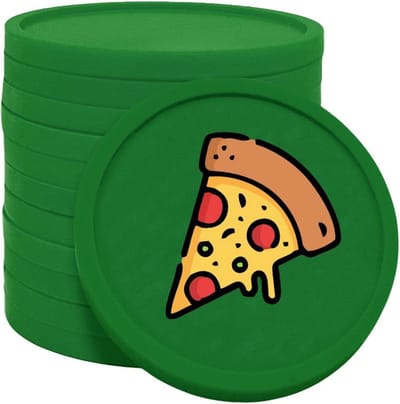 CombiCraft pizza consumptiemunten donker groen - Ø29mm enkelzijdig bedrukt - 100 stuks