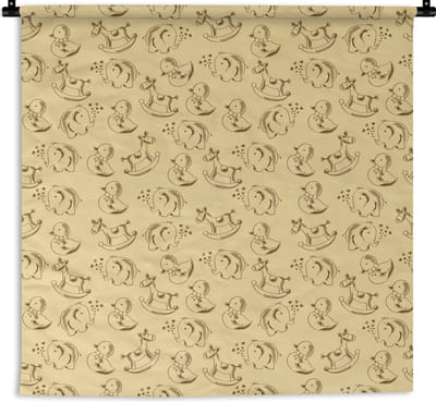 Wandkleed - Wanddoek - Speelgoed - Dieren - Hobbelpaard - Patroon - 180x180 cm - Wandtapijt