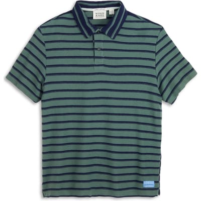 Scotch & Soda Textured Stripe Blocked Ss Polo Khaki Green Taglia: S | Polo Outlet | Uomo | Marrone
