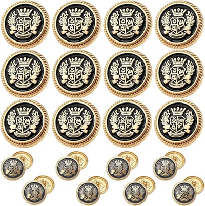 BOTC Metalen knopen – 20 stuks – 18 mm en 23 mm – kledingknopen – naaiknopen – vervangingsknopen voor jassen, pakken, truien en blazers – Goud Zwart