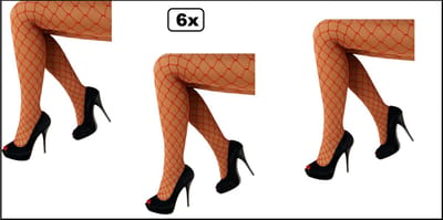 6 stuks Net panty rood grote mazen - Netpanty - Dansen thema feest festival