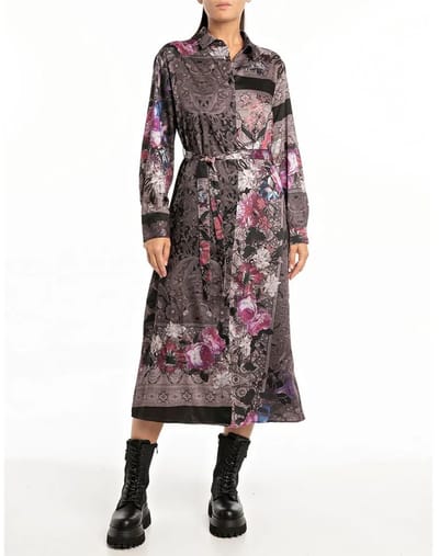 Replay W9086 .000.74954 Lange Jurk Met Lange Mouwen Bruin XS Vrouw