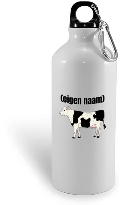 Hacebo® - koe met eigen naam waterfles - Koe - boeren/koeien liefhebbers - iemand die houdt van koeien - verjaardag - cadeau - kado - geschenk - water fles - 400ML