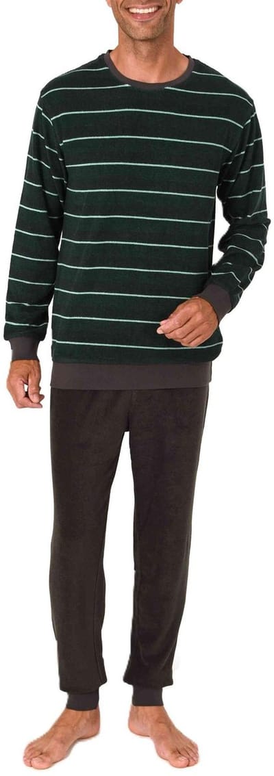 Heren pyjama in badstof met manchetten in een stijlvolle blokstreep-look - ook in oversize