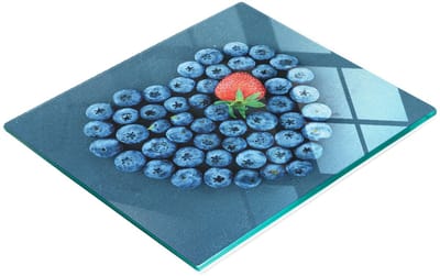 Decoratieve glazen snij- en serveerplank met bessenmotief, 60x52 cm