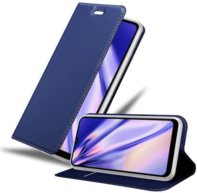 Cadorabo Hoesje geschikt voor Samsung Galaxy A02s in CLASSY DONKER BLAUW - Beschermhoes met magnetische sluiting, standfunctie en kaartvakje Book Case Cover Etui