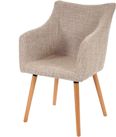 Eetkamerstoel Malmö T382, stoel keuken, retro jaren 50 design ~ textiel, crème/grijs