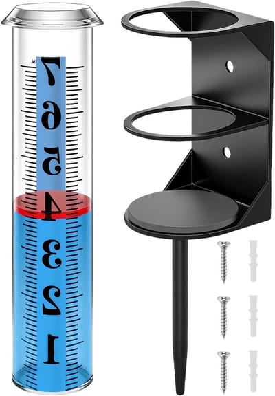 Regenmeter Tuin - Buitenmeter Neerslag - Tuinonderhoud Meten - Vorstbestendig Gietijzer - 25 x 10 x 10 cm - Transparant