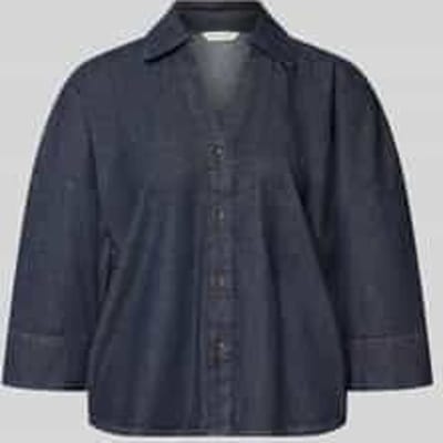 relaxed fit jeansblouse van katoenmix
