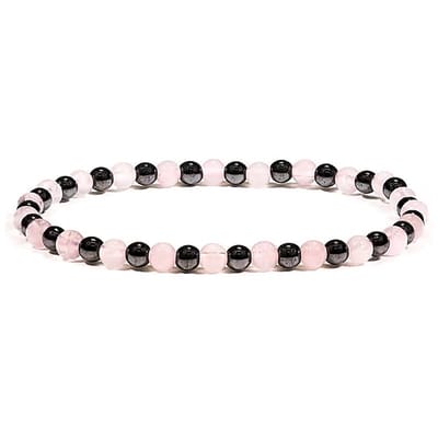 Armband - Hematine/Rozenkwarts - Sierraad - Spiritueel - Cadeau - Roze/grijs - gift