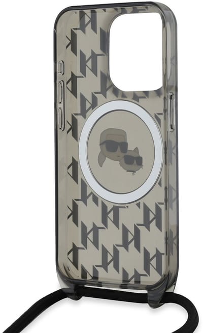 Karl Lagerfeld, Hoesje MagSafe Geschikt voor Apple iPhone 15 Pro IML Monogram Crossbody Elegant, Doorzichtig zwart