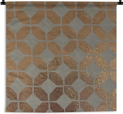 Wandkleed - Patronen - Goud - Luxe - Grijs - 120x120 cm - Wandtapijt
