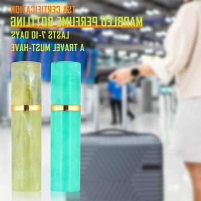 2 Stuks Refillable Mini Parfumflesjes - 5ml Draagbare, Lekvrije Atomizers met Elegante Marmerlook, Perfect voor Reizen en Handbagage
