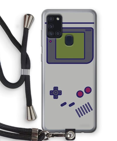 Case Company® - Hoesje met koord geschikt voor Samsung Galaxy A21s hoesje met Koord - Game On - Telefoonhoesje met Zwart Koord - Bescherming aan alle Kanten en Over de Schermrand