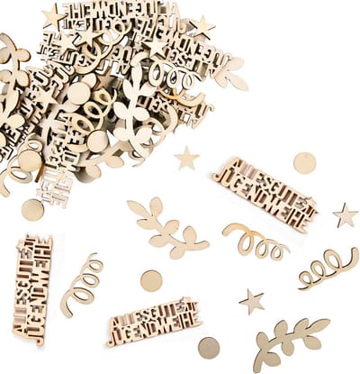 SnelShoppen - Houten Confetti 100 Stuks - Feestdecoratie met Blad, Ster en Cirkel Vormen - Milieuvriendelijk en Veilig - Perfect voor Verjaardagen en