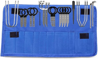 Autoradio Verwijderingsgereedschap - Radio Demontage Set - Repareren Navigatie - 20 Delig - 16.5 x 13 x 3 cm - Zilver