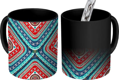 Magische Mok - Foto op Warmte Mokken - Koffiemok - Azteken - Patronen - Schedel - Magic Mok - Beker - 350 ML - Theemok