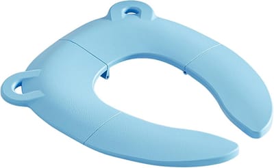 Reisplaspot Peuters - Kinder Toiletbril Zitje - Zindelijkheidstraining Onderweg - Compact Vouwbaar Ontwerp - 19.6L x 16.2W cm - Blauw