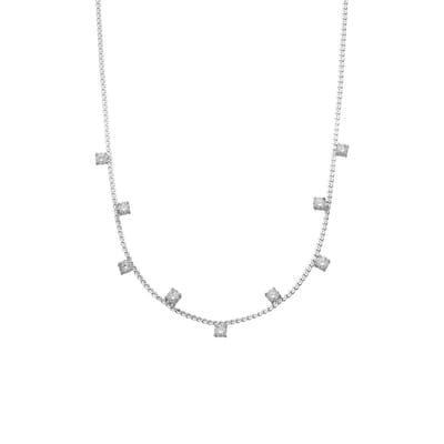 Lucardi Dames Stainless steel ketting met zirkonia voor dames - Ketting - Staal - Zilverkleurig - 47 cm
