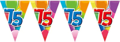 Vlaggenlijn 75 jaar 10 meter - Verjaardag Feestje Vlag Vlaggen Versiering Slinger Feestdecoratie Decoratie