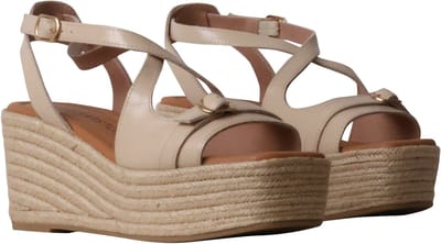 Napolie leren sandalen met sleehak