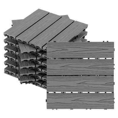 Terrastegels WPC - Kliktegels Balkon - Buitenruimte Vernieuwen - Snelle Montage Drainage - 30x30 cm 55 Stuks - Grijs