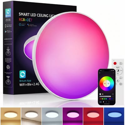 Fokelyi - Slimme LED Plafondlamp - met CCT kleurtemperatuurregeling - RGB kleuren - dimbaar - app bediening - voice control - Ø37.5cm - met WIFI en Bluetooth