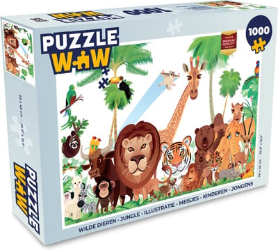 Puzzel Wilde dieren - Jungle - Leeuw - Tijger - Meisjes - Kids - Jongens - Legpuzzel - Puzzel 1000 stukjes volwassenen