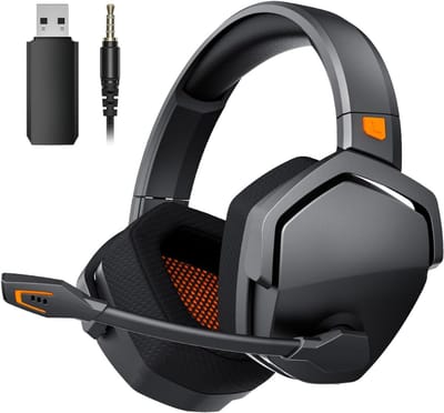 RONN® Game headset draadloos - Headset - Game headset - Gaming headsets - Zwart/Oranje - ‎‎20cm x 11cm x 21cm