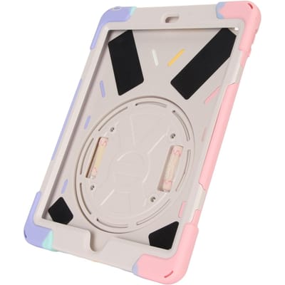 Tablet Hoesje Silicone Hard PC Nauwkeurige Uitsparingen Verstelbare Band Roterende Standaard Hoes voor IOS roze
