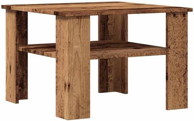 Salontafel Hout - Bijzettafel Tafel - Woonkamer Decoratie - Extra Opbergplank - 60x60x42 cm - Houtkleur