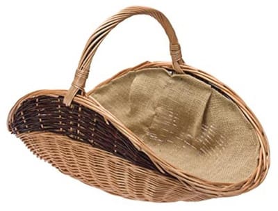 Houten mand voor brandhout met jute 60 x 34 cm | haard opslag | rieten mand