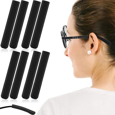Oorhaakjes voor brillen - 4 paar - Siliconen oorkussentjes voor brillen - Anti Slip Pootjes Bril - Anti-slip Oorstrips - Brilpootje Verdikker - Brilbevestiger - Anti-Slip Brilpootjes - Tempelkussentjes - Oorkussentjes voor brillen tegen pijn - Zwart
