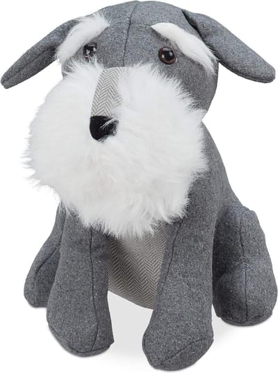 Hond Deurstopper - Stof Gevuld met Zand - Zwaar en Decoratief - Grijs - 25x19x32 cm