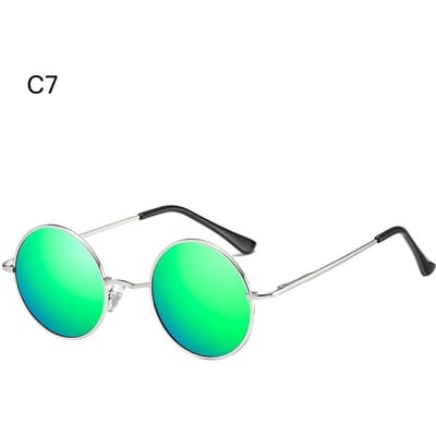 Lunettes de soleil rondes polarisées style rétro, colorées, style punk, protection UV400, pour hommes et femmes C7 green