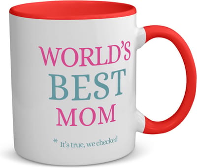 Akyol - world's best mom koffiemok - theemok - rood - Mama - moeder - moederdag cadeautjes - verjaardagscadeau - kado - 350 ML inhoud