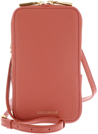 COCCINELLE Leren telefoontasje Flor Hi-Tech Phone Bag Pink Clay koraalrood