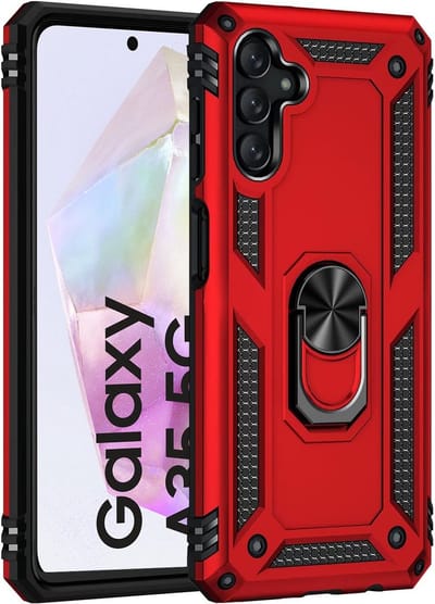 Hoesje geschikt voor Samsung Galaxy A35 hoes met Ringhouder - Armor dubbel laag - Arara backcover - Rood