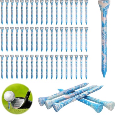 60 Stuks Biologische Bamboe Golf Tees van 70mm - Duurzaam Golfaccessoire met Lage Wrijving en Curved Top