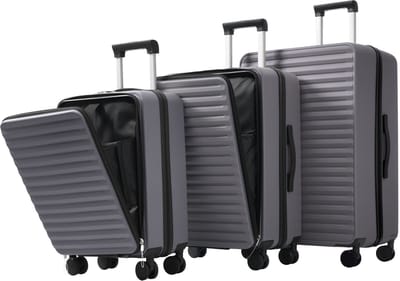 ROLIPO Bagageset - Harde Koffers - 3 Delige Reisset - Handbagage - Met Voorvak - Bekerhouder - TSA Slot - 360 Wielen - Vliegvakantie - M L XL - 3 Delig