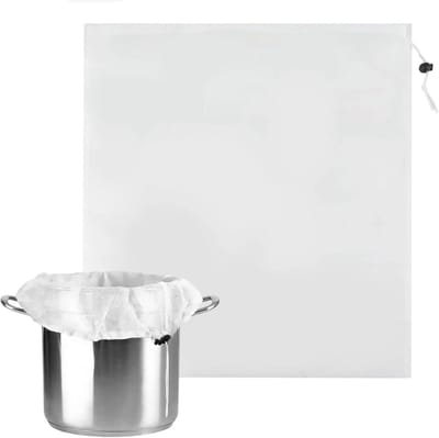 Herbruikbare Fijne Gaasfilterzakken voor Wijn, Bier en Groentemelk - 46 x 40 cm met Trekkoord, Ideaal voor Thuisbrouwen en Filteren van Fruit en Groenten