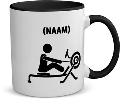 Akyol - roeien met eigen naam koffiemok - theemok - zwart - Sport - roeiers - sport - 350 ML inhoud