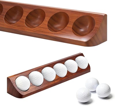 Houten Golfbal Display Casus voor 6 Standaard Maten - Wandmontage Golfbal Houder Set van 2